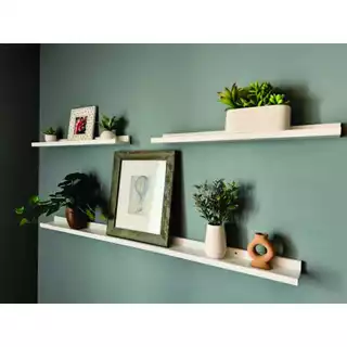 Kit 3 Prateleiras canaleta para Quadros 120/60cm Em Mdf Branca