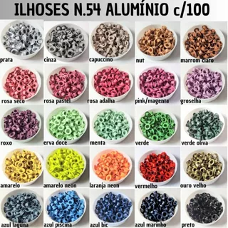 Ilhoses Coloridos de Alumínio n.54 - várias cores - 100 unidades