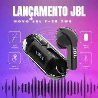 novo Fone jbl Bluetooth ouvido F20 Tws pro Sem Fio A Prova D'água esporte redução ruído controle toque 250mah com microfone display led