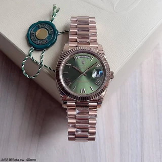 Relógio Masculino Suíço Day - Date Automático Rosé Fundo Verde