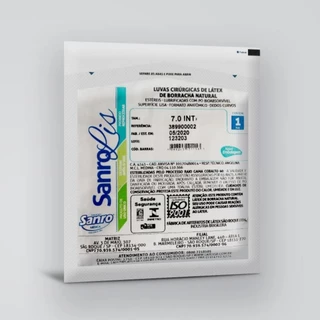 kit com 7 pares d Luvas cirúrgicas estéreis de látex de borracha natural - Santo Lis