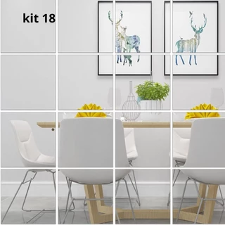 kit 18 Espelhos Adesivo Decorativo De Parede 30x30 cm Quadrado Luca