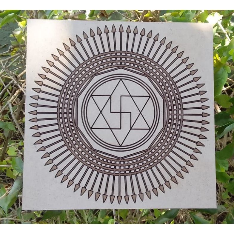 Gráfico Folha Radiestesia Radiônica Queima Keima Karma 20x20cm Mdf 3mm CRU Gravado com Laser - Maq3d