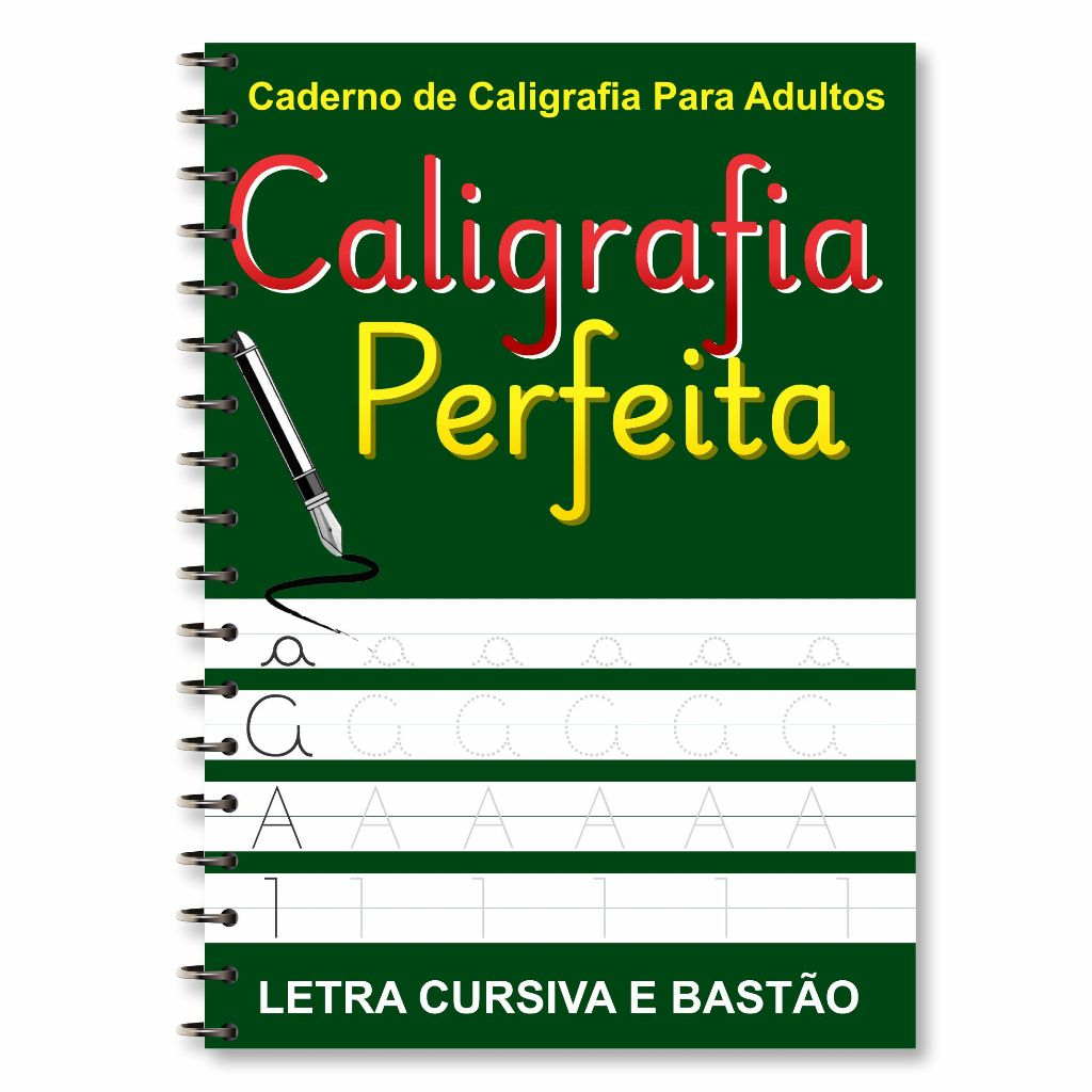 Caderno De Caligrafia para Adultos, Letra cursiva e bastão, várias atividades Para Praticar