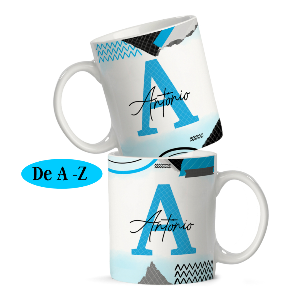Caneca Com Letra e Nome Masculina A a Z Personalizada - 325 ML | Shopee ...