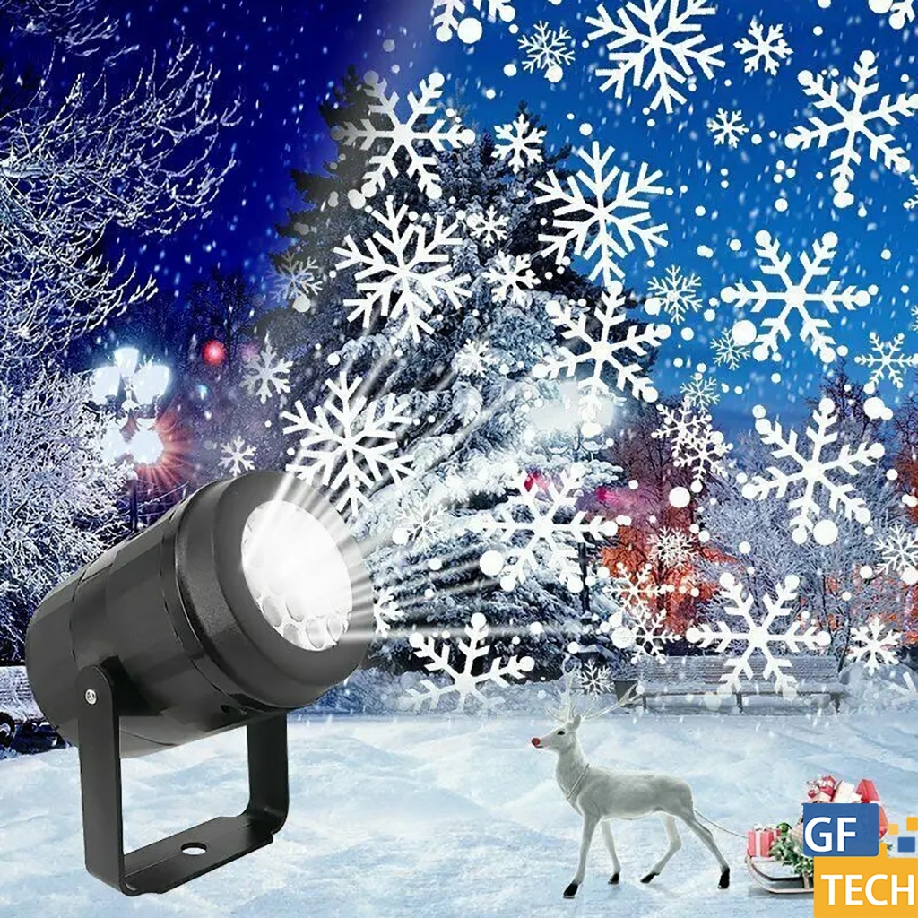 Luminária Projetor Flocos De Neve Giratórios Com Padrão Movimento Para Quarto Natal Luz De Projeção