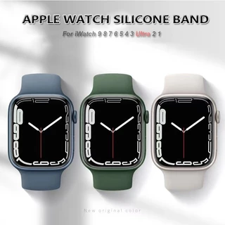 Macio Silicone Pulseira Para apple Watch 9 8 7 6 5 4 3 Ultra 2 iWatch 40mm 44mm 45mm 41mm 42mm 49mm 38mm Esportiva Band iWatch Pulseira