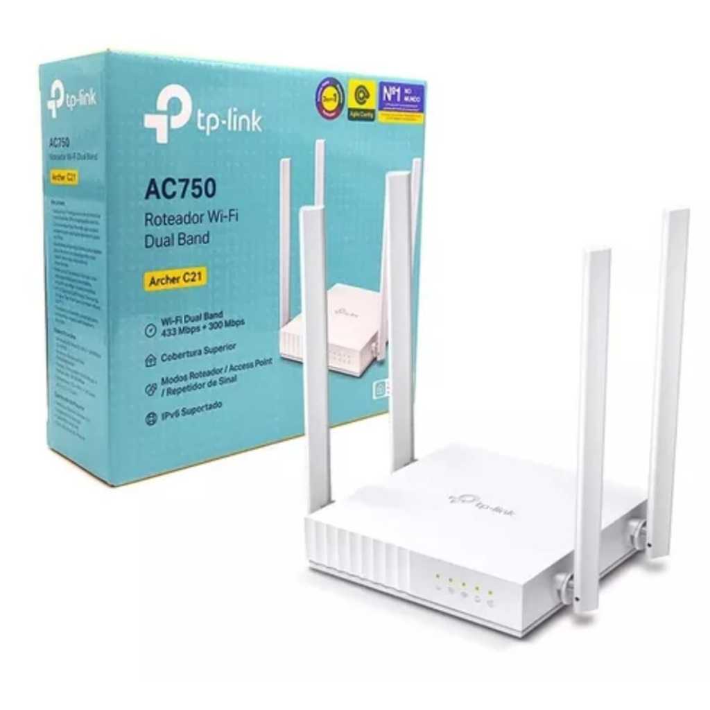 Roteador E Repetidor Wi-fi Wireless Tp-link Archer C21 Ac750 433Mbps 4 Antenas - Wi-Fi 5 5 Portas