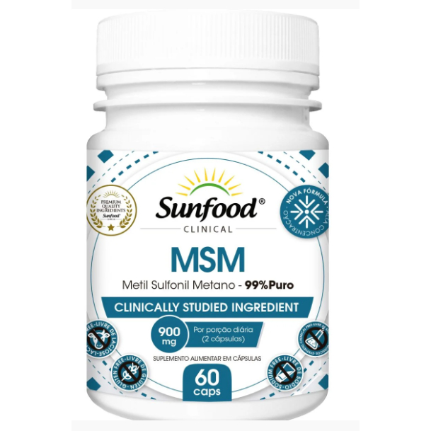 MSM METIL SULFANIL METANO 99% 900MG 60 CÁPSULAS SUNFOOD | Shopee Brasil