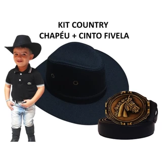 KIT CHAPÉU COUNTRY INFANTIL + CINTO FIVELA BEBÊ COWBOY RODEIO FESTA JUNINA