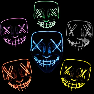 Mascara Com Led Neon Carnaval Cosplay Fantasia Adulto Terror