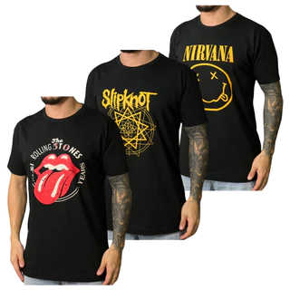 Kit 5 Camiseta Rock Masculina Feminina Banda Rock 100 % Algodão
