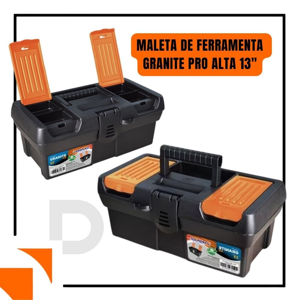 Maleta de Ferramentas Reforçada GRANITE Pro Alta 13" Mala Organizadora Multiuso Resistente