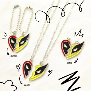 Conjunto Colar da Amizade, Chaveiro ou Brinco Deadpool e Wolverine Fanmade (escolha o acessório)