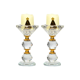 Kit 2 Castiçais de cristal luxo, acompanha vela de led.