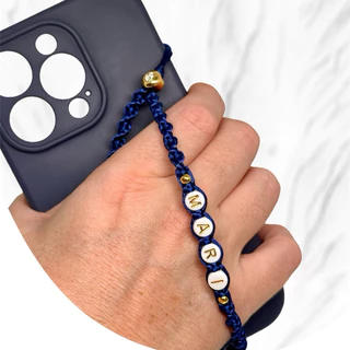 Phone Strap - Cordinha de pulso para celular Macramê com nome PERSONALIZADO