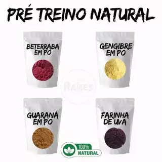 Kit Pré Treino Natural Beterraba, Uva, Guaraná e Gengibre