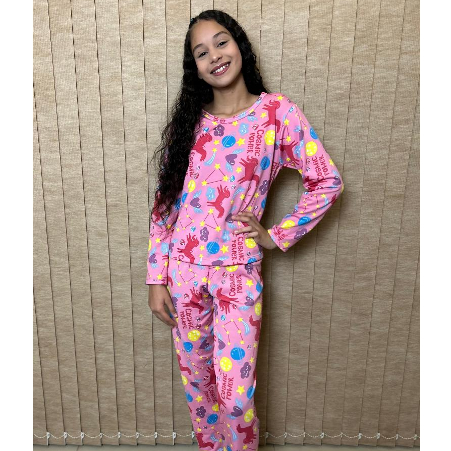 Pijama infantil de inverno/ Pijama infantil menina/ Suede/ Conjunto calça e blusa em Oferta na Shopee