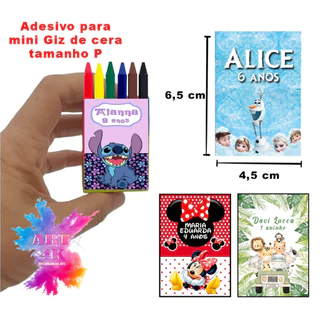 KIT Rótulo Adesivo para Giz de cera MINI / FOLHA SEM RECORTE / FAZEMOS TODOS OS TEMAS