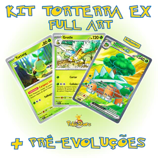 3 Cartas Pokemon Kit de Evoluções Torterra Grotle Turtwig Diversos Modelos