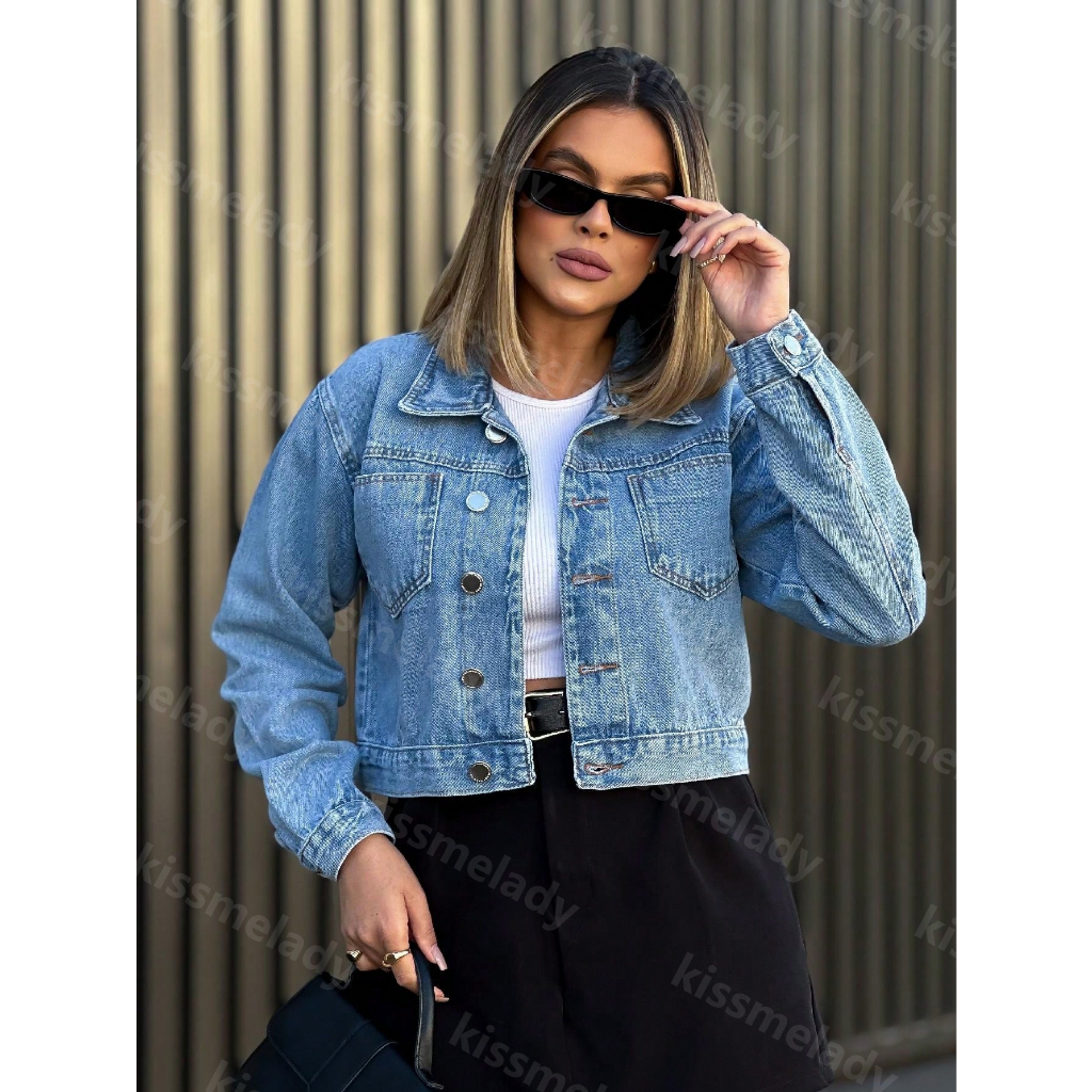 kissmelady 8280 jaqueta jeans feminina casaco com rascada com botão ...