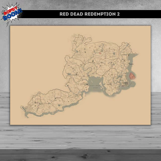 Red Dead Redemption 2 / Mapa Placa decorativa mdf quadro decoração Jogos / Games / Setup Gamer