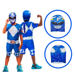 Fantasia Power Ranger Azul + Mascara tecido
