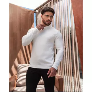 Kit 2 Cacharrel Masculina Gola Alta Manga Longa de Frio Inverno Tipo Sueter Ribana Canelada