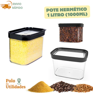 Pote Hermético 1L Alimentos Mantimentos Condimentos 1000ML Cozinha Organização