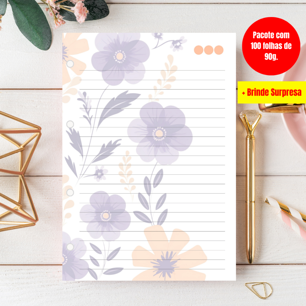 Refil para Fichário e Caderno de Argola 90g | Material Escolar | 100 Folhas