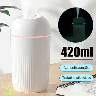 Umidificador De Ar Ultrassônico 420ml Grande Usb Difusor Aromatizador De Ambiente Led Luz Noturna