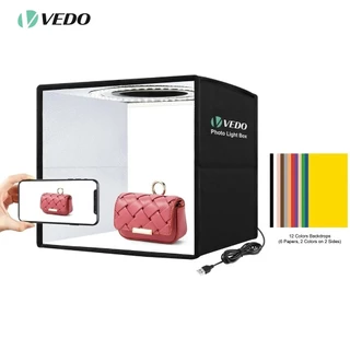 VEDO Mini Folding Lightbox LED Luz Brilho Ajustável Fotografia Estúdio Tiro Luz Tent Box Kit 12 Cores Contexto 25x25cm