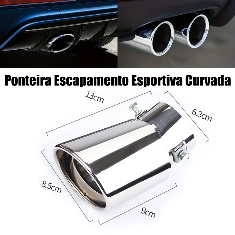 Ponteira Escapamento Esportiva Automotivo Inox Modelo Curvada