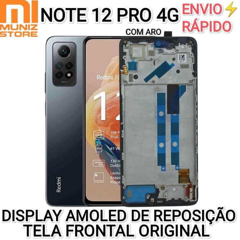 Display Chassi Módulo Redmi Note 12 Pro 4G Amoled Frontal com Moldura ...