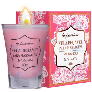 VELA BEIJÁVEL MORANGO SOFISTICATTO COSMÉTICOS MASSAGEM CORPORAL