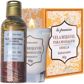 KIT SENSUAL VANILLA SOFISTICATTO COSMÉTICOS ÓLEO E VELA BEIJÁVEL PARA MASSAGEM