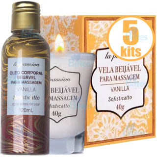 5 KIT SENSUAL VANILLA SOFISTICATTO COSMÉTICOS ÓLEO E VELA BEIJÁVEL PARA MASSAGEM
