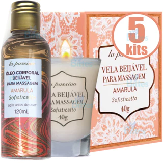 5 Kit Sensual de Amarula Sofisticatto Cosméticos Óleo e Vela Beijável