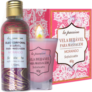 KIT SENSUAL MORANGO SOFISTICATTO COSMÉTICOS VELA E ÓLEO
