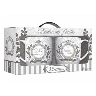 Conjunto 2 Canecas De Bodas De Prata 25 Anos De Casamento