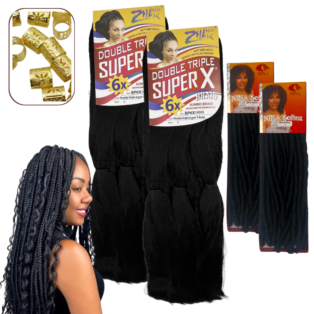 Kit Gypsy 2 jumbo + 2 nina Softex Cacho + tranças Box braids