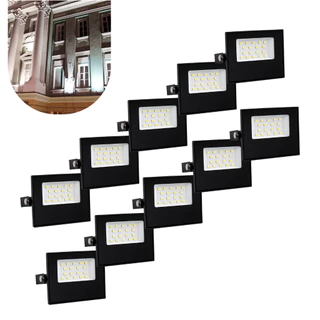 Kit 10 Refletor Led 50w Holofote Bivolt Prova D'água Cor de Luz Frio