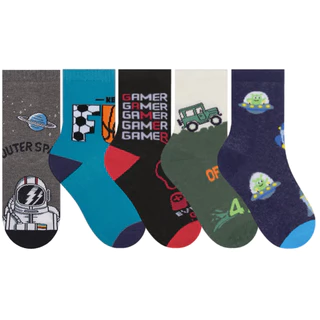 Kit 5X Pares Meias Infantil Menino - Selene
