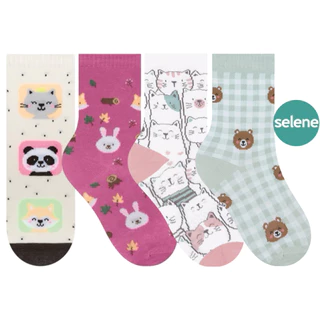Kit 4X Pares Meias Infantil Menina Tamanho 29 a 34 - Selene