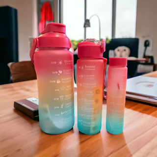 3 Kit Garrafas Squeezer Água Motivacional Academia Escola Passeio dia das crianças