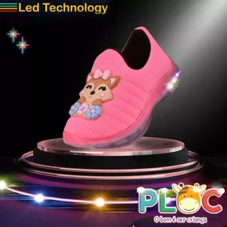 Tênis Led Infantil PLOC LED84 - RAPOSA FLORES  Menina Calce Fácil Leve Flexível Confortável Anatômic em Oferta na Shopee