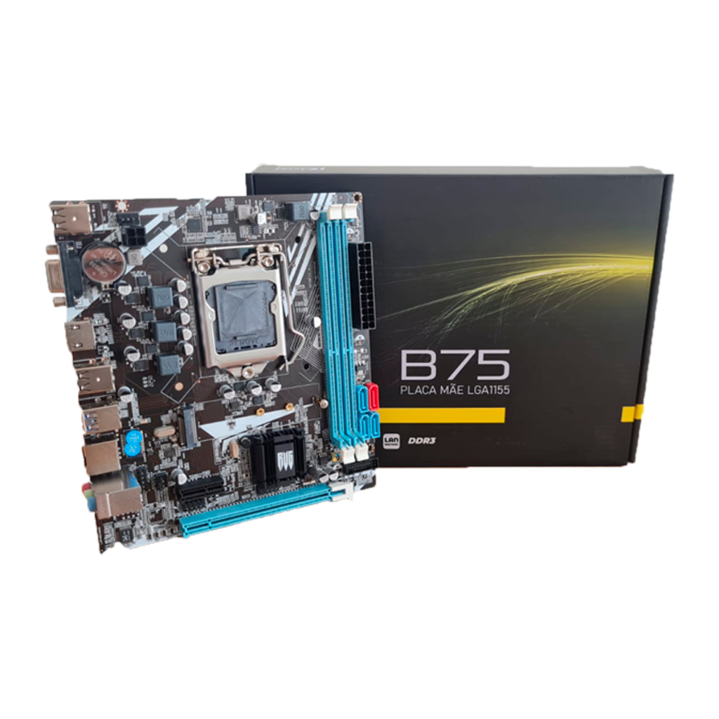 Placa Mãe Gamer Lga 1155 B75 Ddr3 M2 Nvme I3,i5,i7 Lan Giga