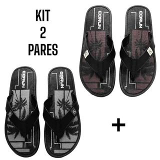 Kit 02 Pares Chinelo de Dedo Masculino Sola Antiderrapante Super Leve