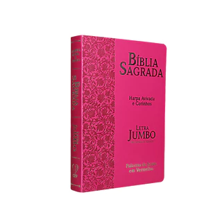 Bíblia com Harpa Avivada e Corinhos | RC | Letra Jumbo | Capa Pu Luxo | Flores Pink