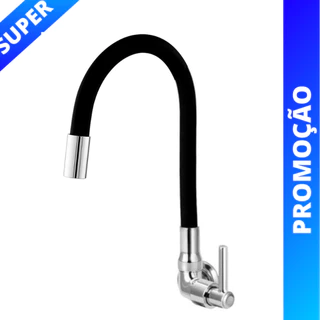 Torneira Gourmet Flexível Cozinha Luxo Silicone Preto Parede Bancada Filtro Inox Cromada